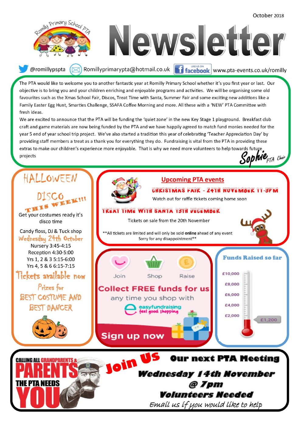 Romilly Primary School - PTA NEWSLETTER OCTOBER 2018